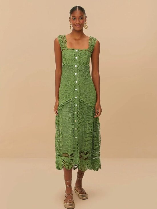 FARM Rio Dresses & Skirts - FARM Rio Green Nautical Guipure Maxi Dress - Large